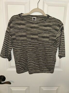 Missoni Black and White Striped Short Sleeve Top